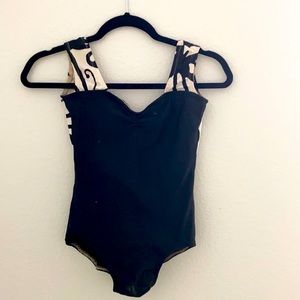 LUCKY LEO black leotard with butter fly design
